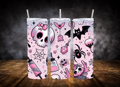 20oz Tumbler Pink Spooky Halloween Potions