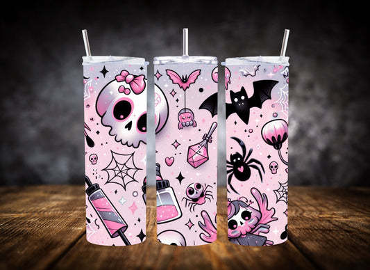 20oz Tumbler Pink Spooky Halloween Potions