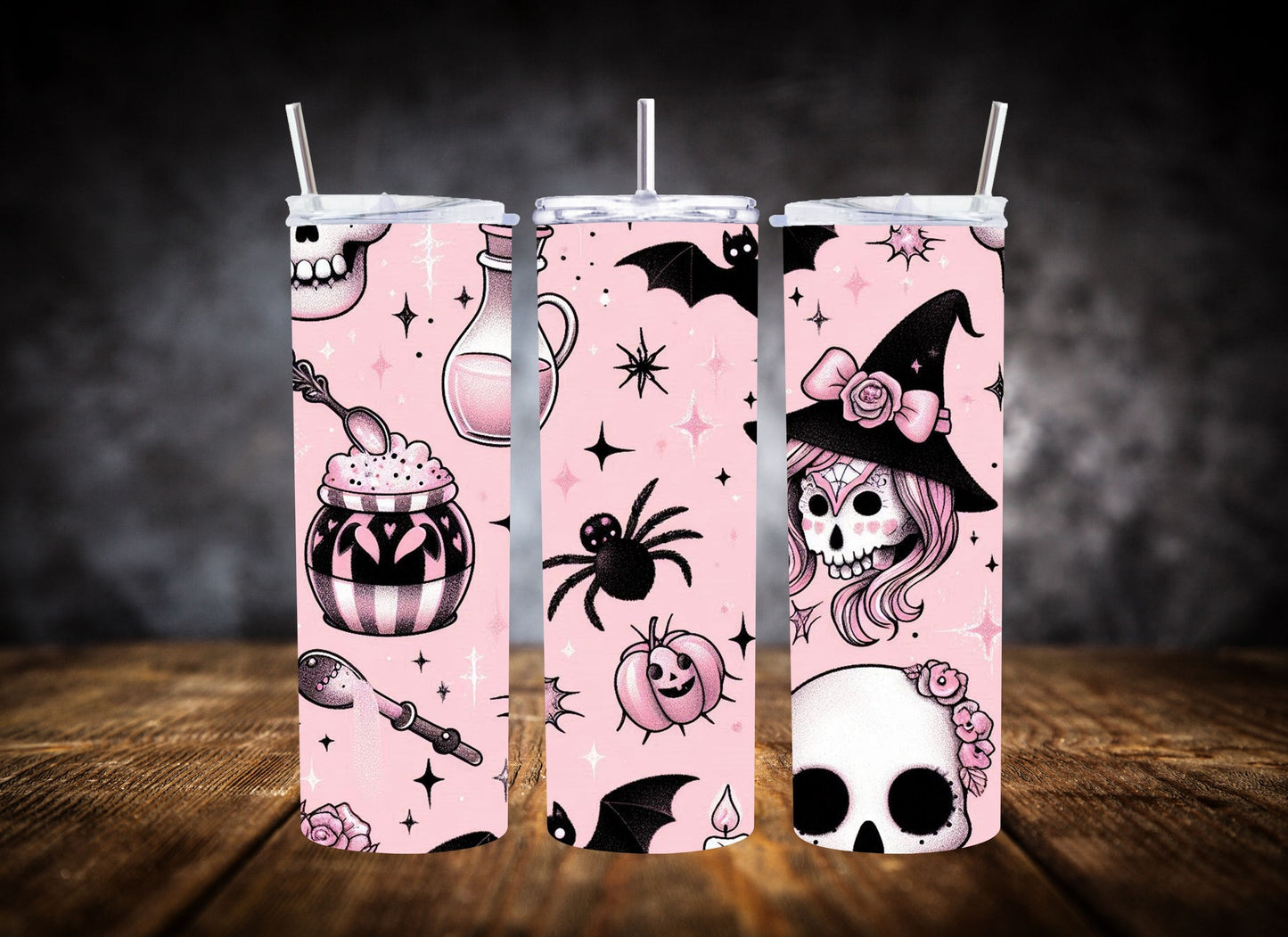 20oz Tumbler Pink Spooky Halloween Potions