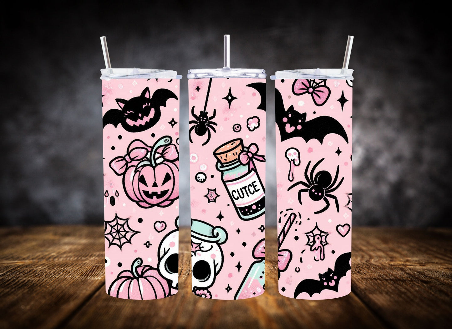 20oz Tumbler Pink Spooky Halloween Potions