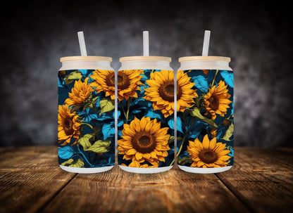 Glass Can Sunflowers Valley