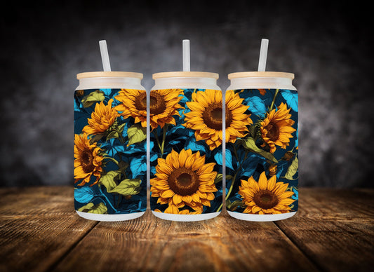 Glass Can Sunflowers Valley