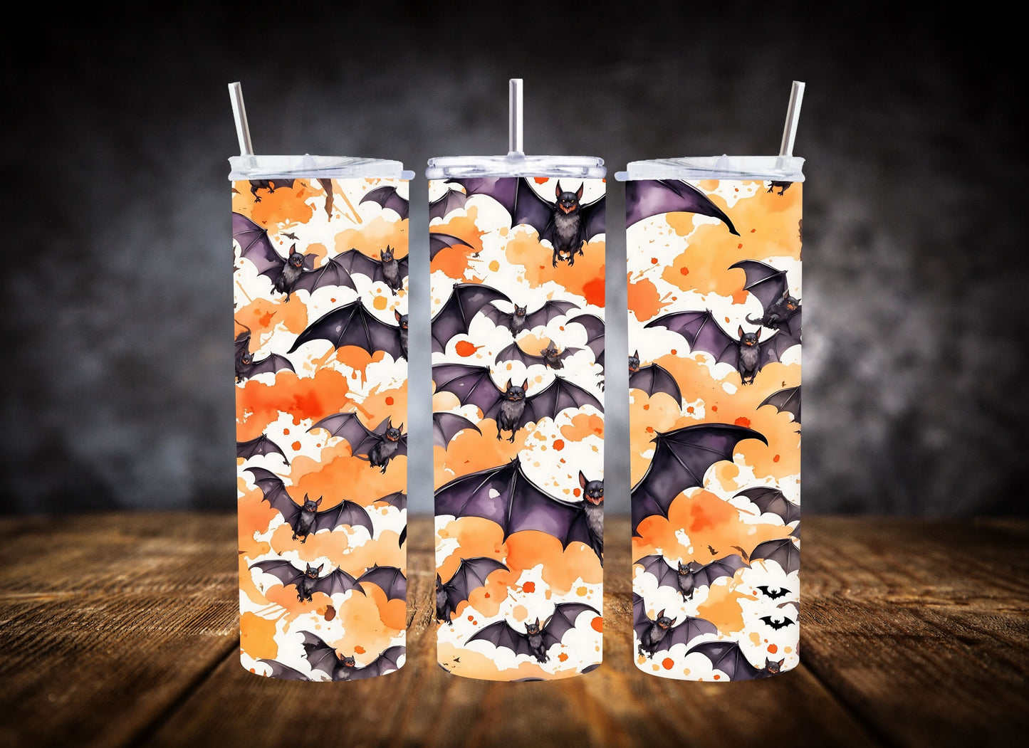 20oz Tumbler Eerie Night Sky Bats