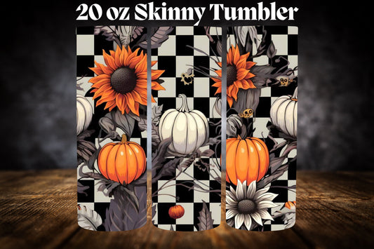 20oz Tumbler- Checkered Pumpkins